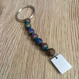 Hand crafted New silver plated and iridescent rainbow crystal Keychain key ring